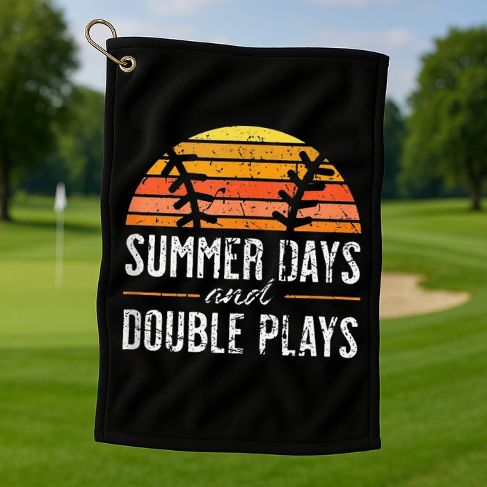 Summer Days and Double Plays Baseball Player Retro Vintage Golf Towel
