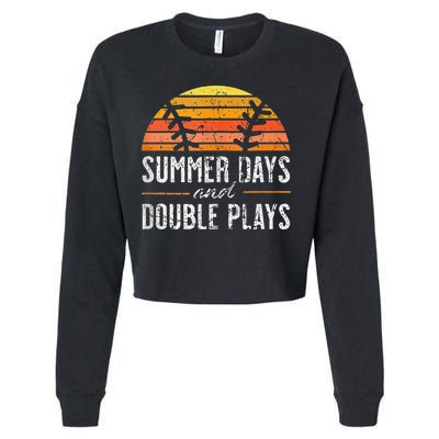 Summer Days and Double Plays Baseball Player Retro Vintage Cropped Pullover Crew