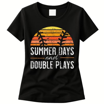 Summer Days and Double Plays Baseball Player Retro Vintage Womens T-Shirt