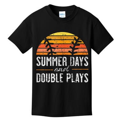 Summer Days and Double Plays Baseball Player Retro Vintage Kids T-Shirt