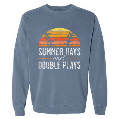 Summer Days and Double Plays Baseball Player Retro Vintage Garment-Dyed Sweatshirt