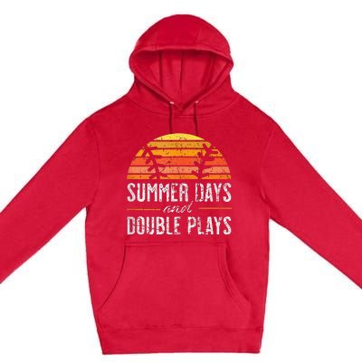 Summer Days and Double Plays Baseball Player Retro Vintage Premium Pullover Hoodie