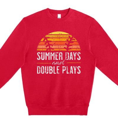 Summer Days and Double Plays Baseball Player Retro Vintage Premium Crewneck Sweatshirt