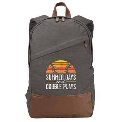 Summer Days and Double Plays Baseball Player Retro Vintage Cotton Canvas Backpack