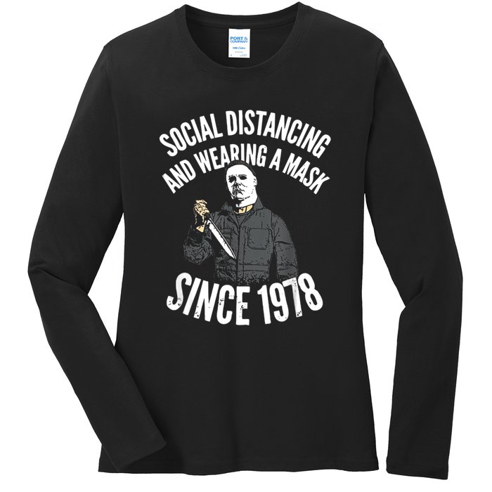 Social Distancing And Wearing A Mask Since 1978 TShirt Ladies Long Sleeve Shirt