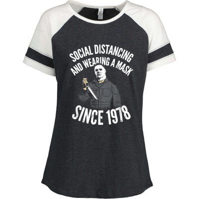 Social Distancing And Wearing A Mask Since 1978 TShirt Enza Ladies Jersey Colorblock Tee