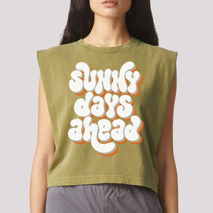 Sunny Days Ahead Retro Summer Garment-Dyed Women's Muscle Tee