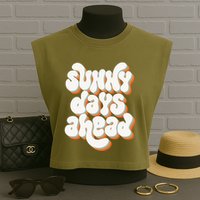 Sunny Days Ahead Retro Summer Garment-Dyed Women's Muscle Tee