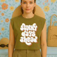 Sunny Days Ahead Retro Summer Garment-Dyed Women's Muscle Tee