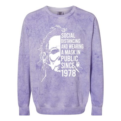 Social Distancing And Wearing A Mask In Public Since 1978 Colorblast Crewneck Sweatshirt