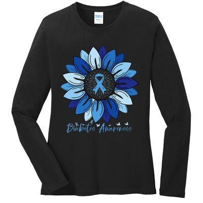 Sunflower Diabetes Awareness Month Ladies Long Sleeve Shirt