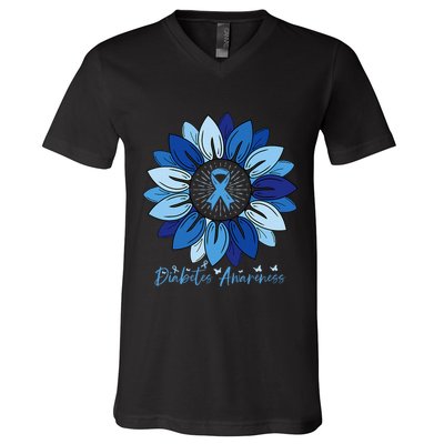 Sunflower Diabetes Awareness Month V-Neck T-Shirt
