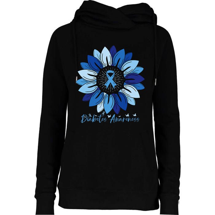 Sunflower Diabetes Awareness Month Womens Funnel Neck Pullover Hood