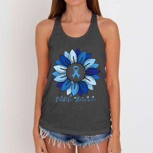 Sunflower Diabetes Awareness Month Women's Knotted Racerback Tank