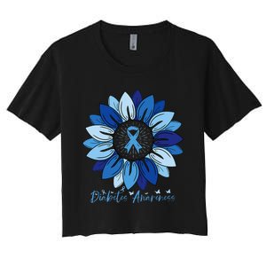 Sunflower Diabetes Awareness Month Women's Crop Top Tee