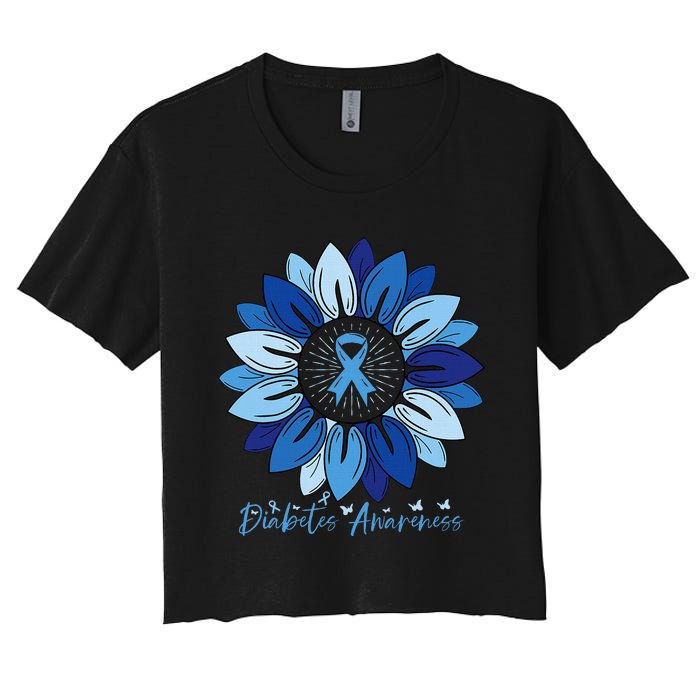 Sunflower Diabetes Awareness Month Women's Crop Top Tee