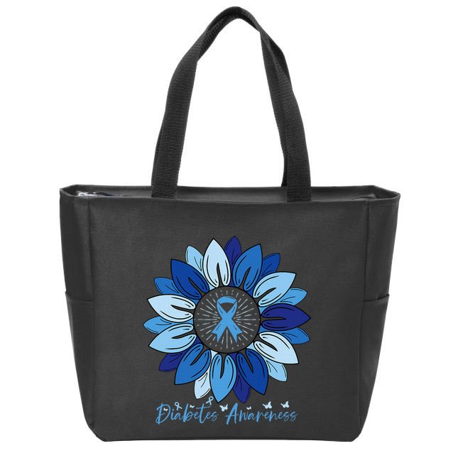 Sunflower Diabetes Awareness Month Zip Tote Bag
