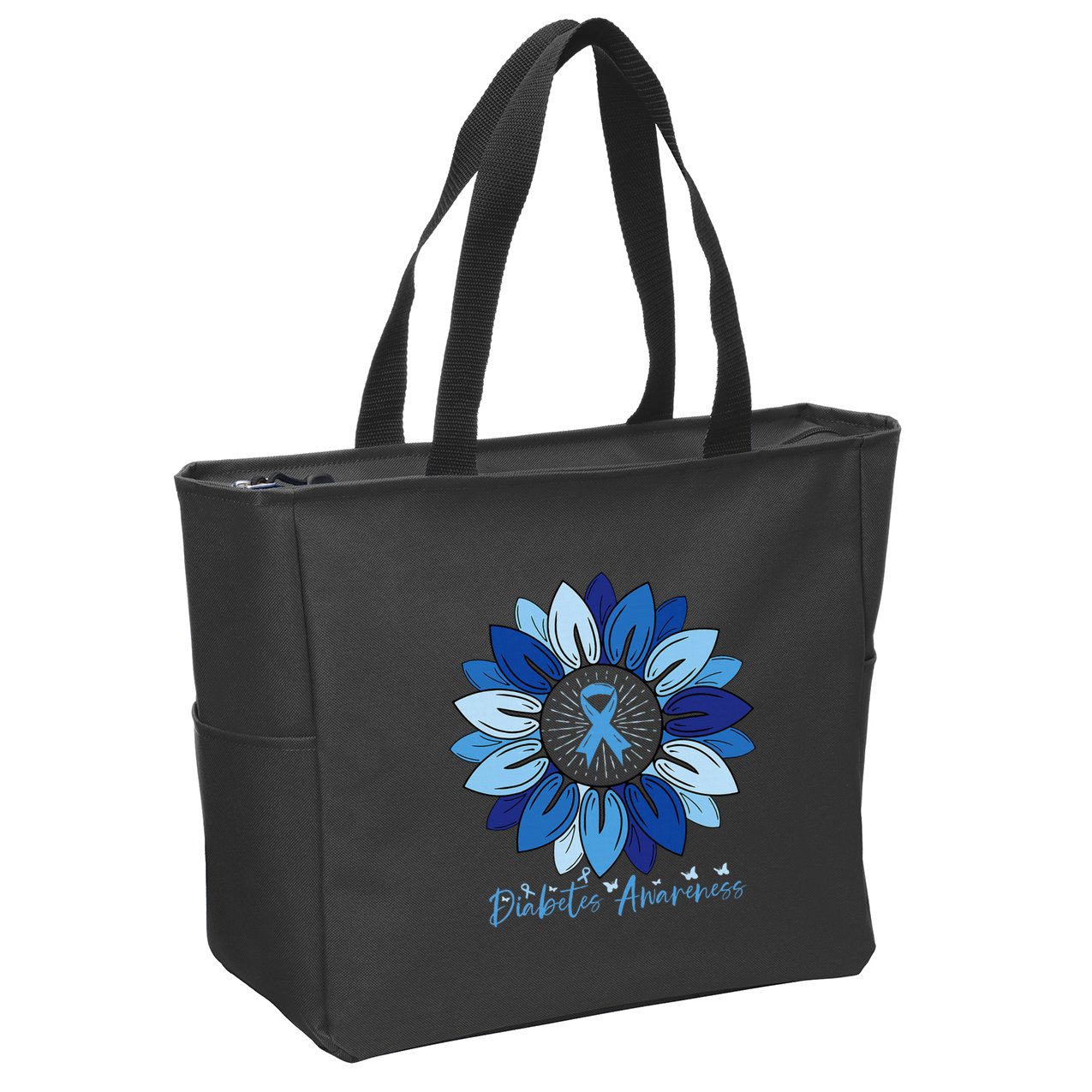 Sunflower Diabetes Awareness Month Zip Tote Bag