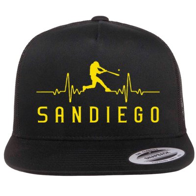 San Diego Baseball Heartbeat Sd Flat Bill Trucker Hat