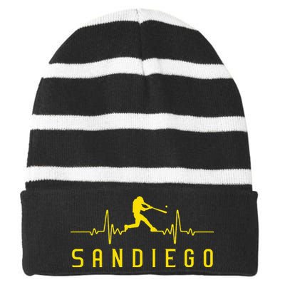 San Diego Baseball Heartbeat Sd Striped Beanie with Solid Band