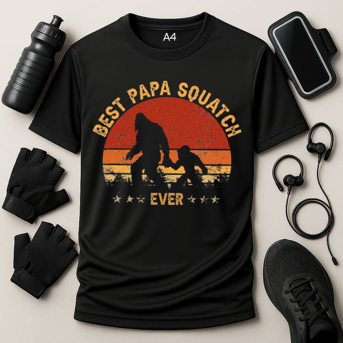 Sasquatch Dad Best Papa Squatch Ever Bigfoot Dad Fathers Day Cooling Performance Crew T-Shirt
