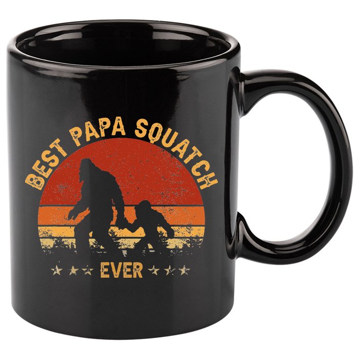 Sasquatch Dad Best Papa Squatch Ever Bigfoot Dad Fathers Day 11oz C Handle Ceramic Mug