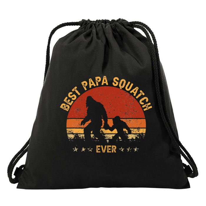 Sasquatch Dad Best Papa Squatch Ever Bigfoot Dad Fathers Day Drawstring Bag