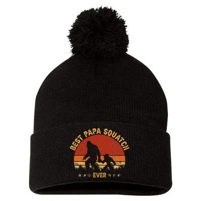 Sasquatch Dad Best Papa Squatch Ever Bigfoot Dad Fathers Day Pom Pom 12in Knit Beanie