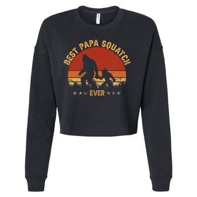 Sasquatch Dad Best Papa Squatch Ever Bigfoot Dad Fathers Day Cropped Pullover Crew