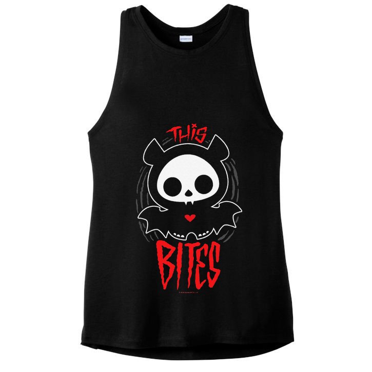 Skelanimals Diego Bat This Bites Red Halloween Spooky Logo Ladies PosiCharge Tri-Blend Wicking Tank