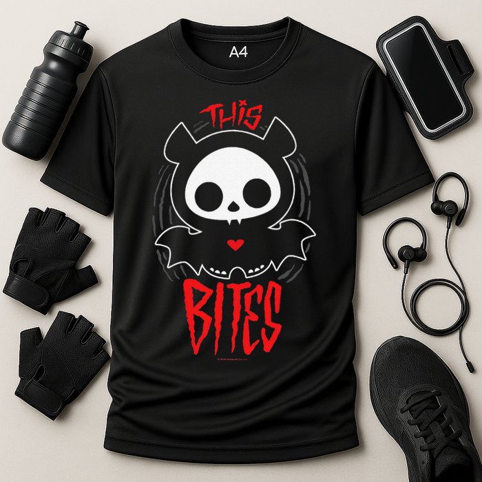 Skelanimals Diego Bat This Bites Red Halloween Spooky Logo Cooling Performance Crew T-Shirt