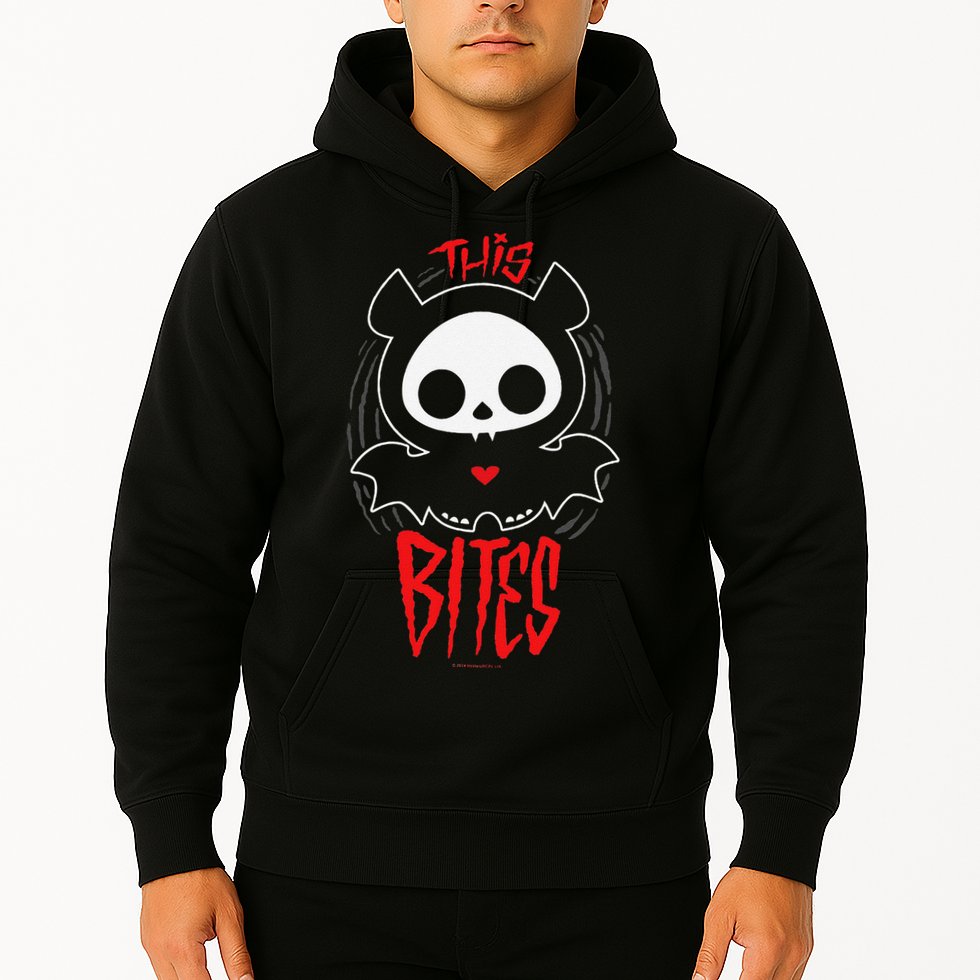 Skelanimals Diego Bat This Bites Red Halloween Spooky Logo Hoodie