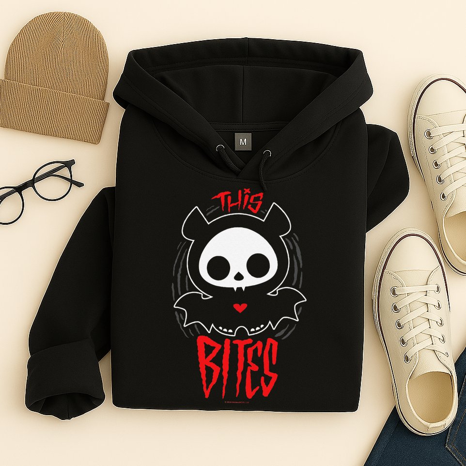 Skelanimals Diego Bat This Bites Red Halloween Spooky Logo Hoodie