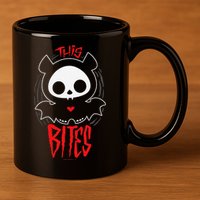 Skelanimals Diego Bat This Bites Red Halloween Spooky Logo 11oz C Handle Ceramic Mug