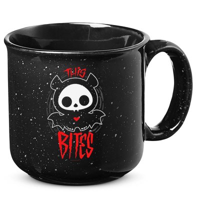 Skelanimals Diego Bat This Bites Red Halloween Spooky Logo 15oz Campfire Ceramic Mug