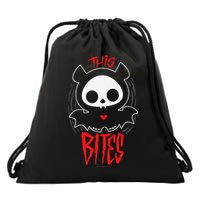 Skelanimals Diego Bat This Bites Red Halloween Spooky Logo Drawstring Bag