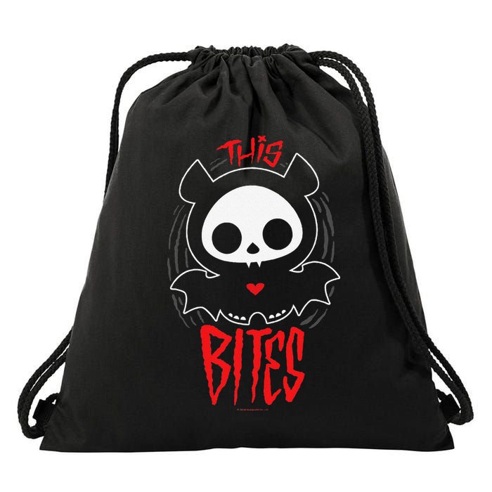 Skelanimals Diego Bat This Bites Red Halloween Spooky Logo Drawstring Bag