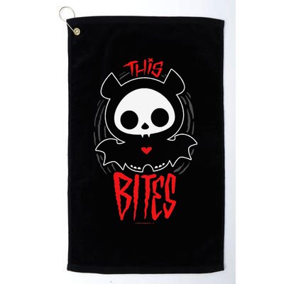 Skelanimals Diego Bat This Bites Red Halloween Spooky Logo Golf Towel
