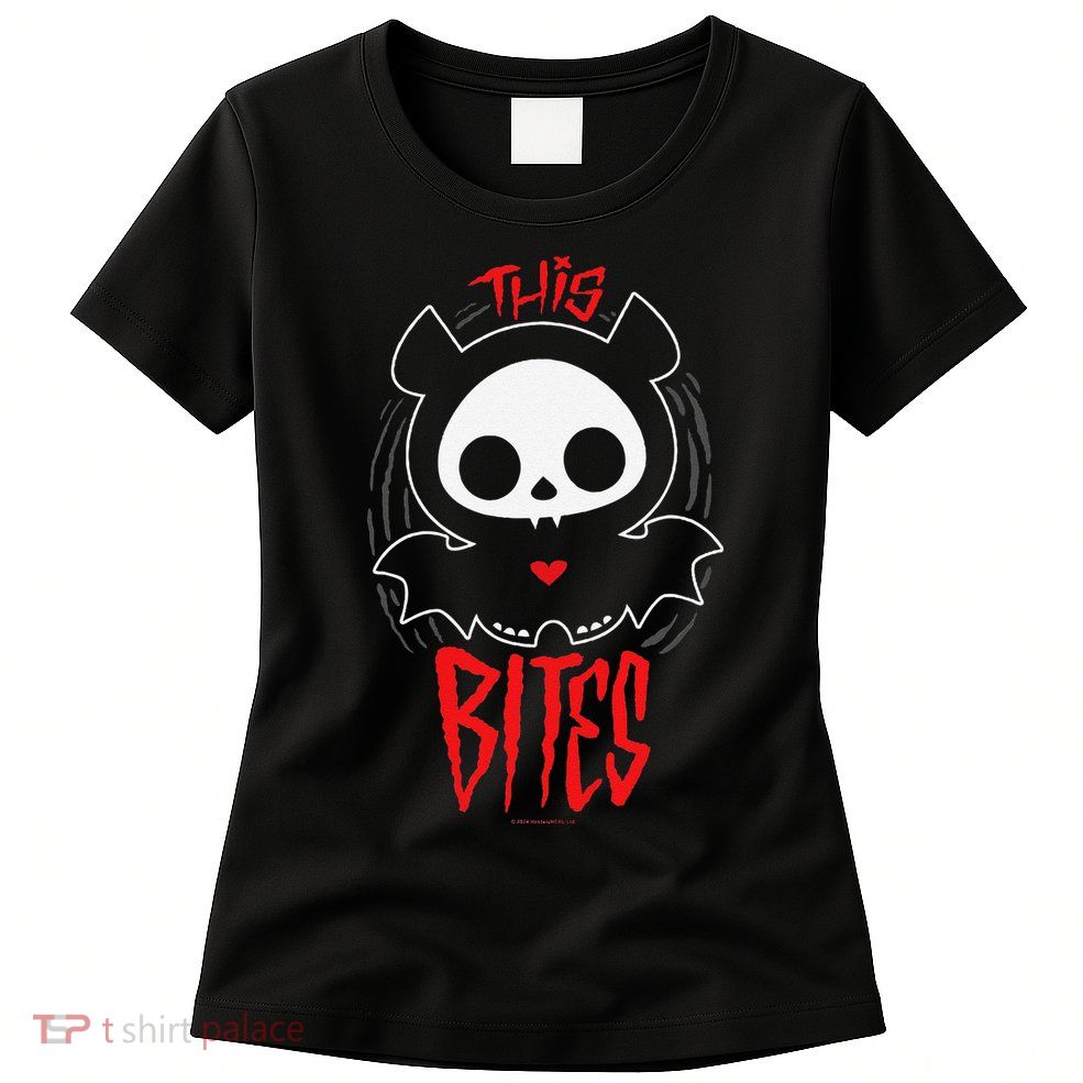 Skelanimals Diego Bat This Bites Red Halloween Spooky Logo Womens T-Shirt