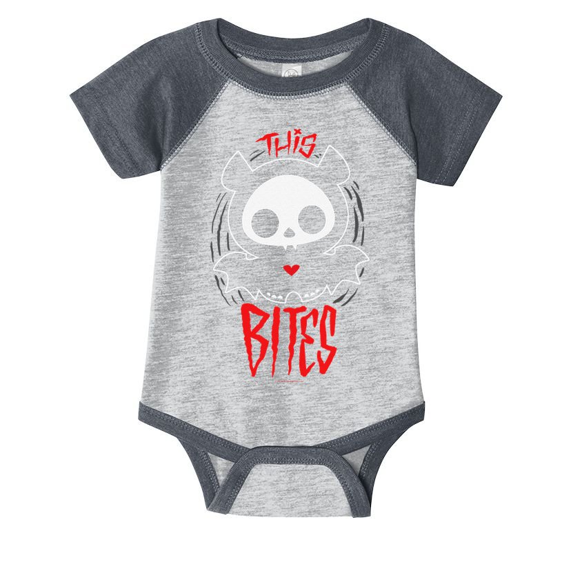 Skelanimals Diego Bat This Bites Red Halloween Spooky Logo Infant Baby Jersey Bodysuit