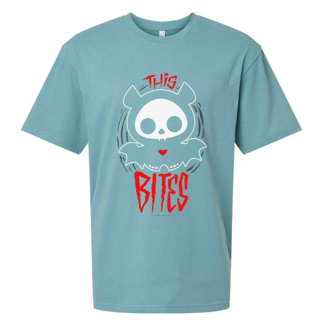 Skelanimals Diego Bat This Bites Red Halloween Spooky Logo Sueded Cloud Jersey T-Shirt
