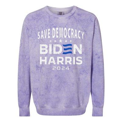 Save Democracy Biden Harris America Vote Blue 2024 Election Colorblast Crewneck Sweatshirt