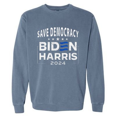 Save Democracy Biden Harris America Vote Blue 2024 Election Garment-Dyed Sweatshirt