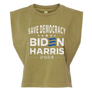 Save Democracy Biden Harris America Vote Blue 2024 Election Garment-Dyed Women's Muscle Tee