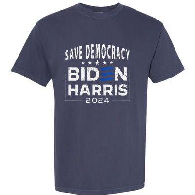 Save Democracy Biden Harris America Vote Blue 2024 Election Garment-Dyed Heavyweight T-Shirt