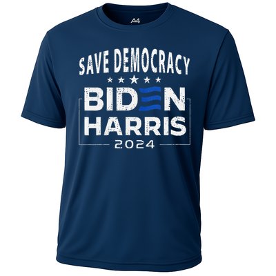 Save Democracy Biden Harris America Vote Blue 2024 Election Cooling Performance Crew T-Shirt