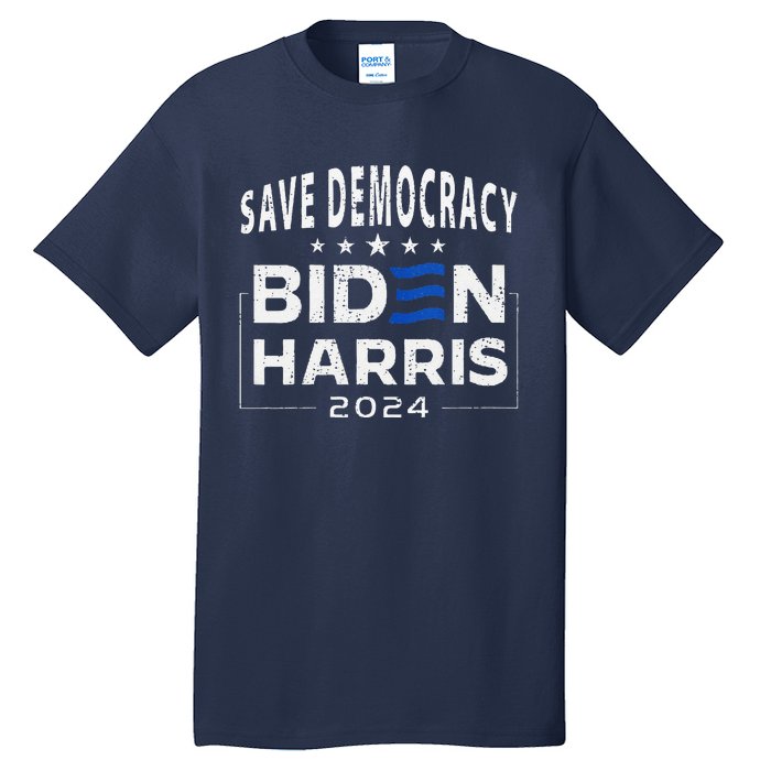 Save Democracy Biden Harris America Vote Blue 2024 Election Tall T-Shirt