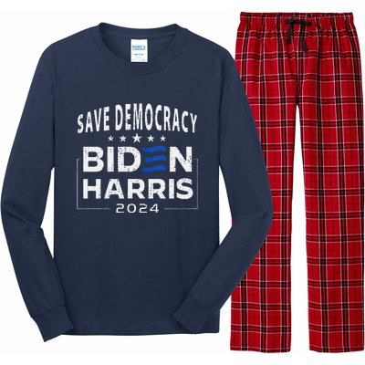 Save Democracy Biden Harris America Vote Blue 2024 Election Long Sleeve Pajama Set