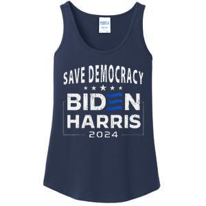 Save Democracy Biden Harris America Vote Blue 2024 Election Ladies Essential Tank