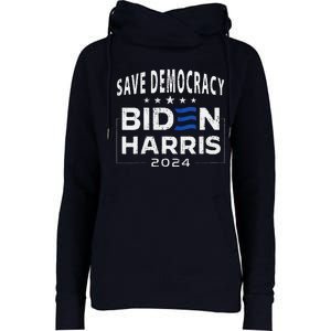 Save Democracy Biden Harris America Vote Blue 2024 Election Womens Funnel Neck Pullover Hood